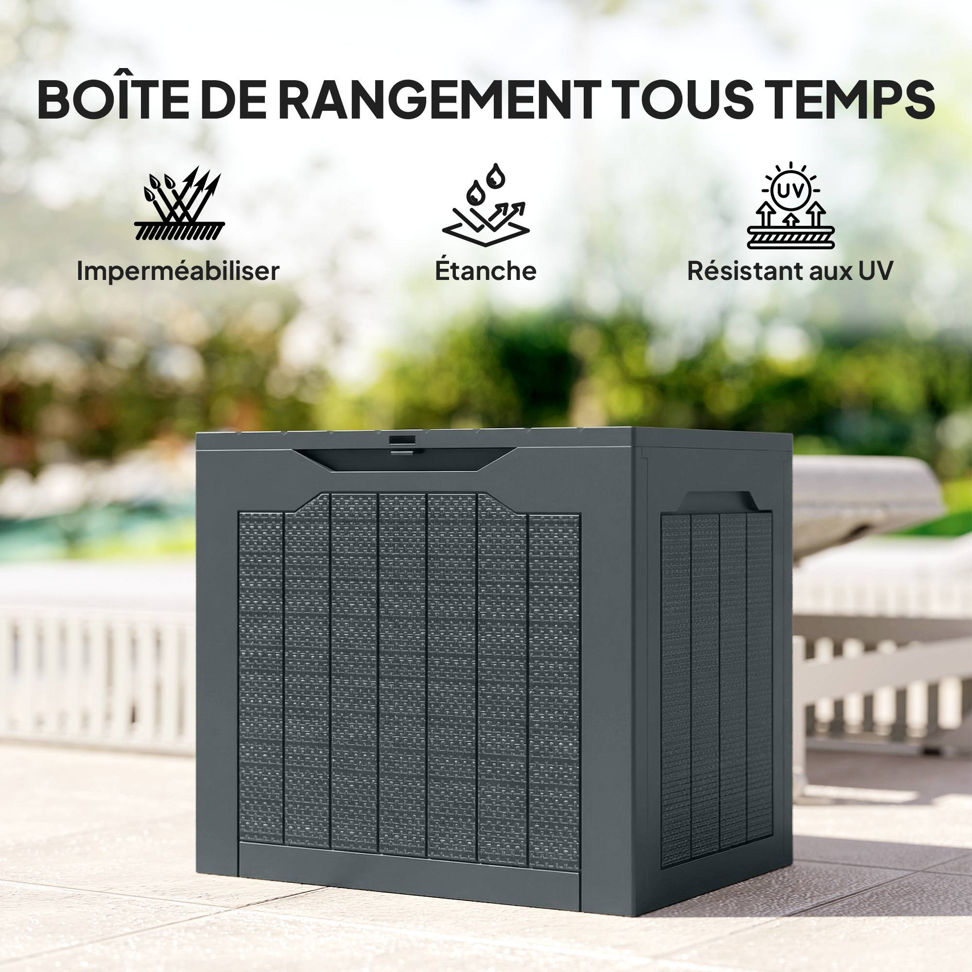 ComfortXL - Coffre de jardin PP 97 L gris foncé 56 x 41 x 50 cm rangement étanche portable - ComfortXL Outdoor Living - Image 8