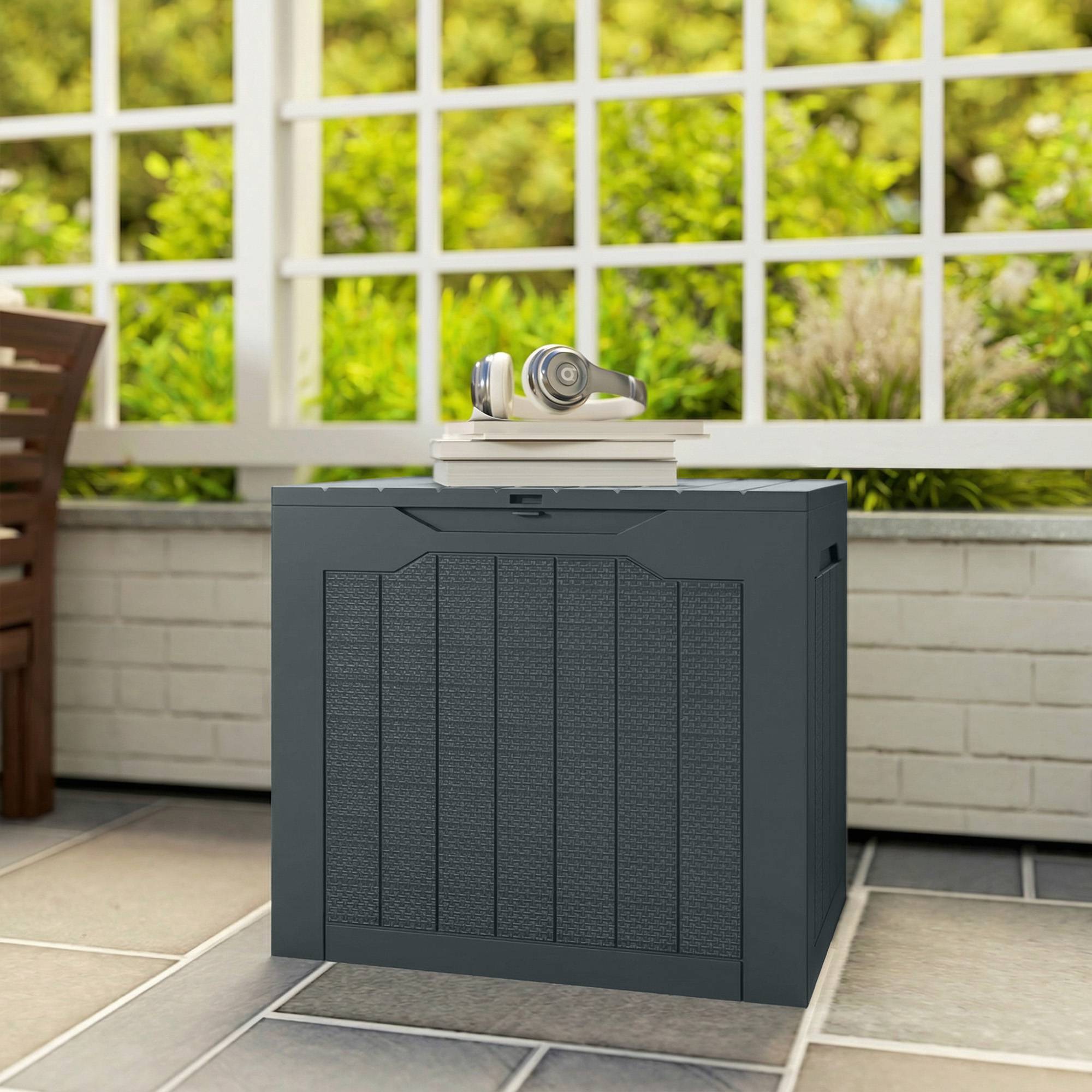 ComfortXL - Coffre de jardin PP 97 L gris foncé 56 x 41 x 50 cm rangement étanche portable - ComfortXL Outdoor Living - Image 10