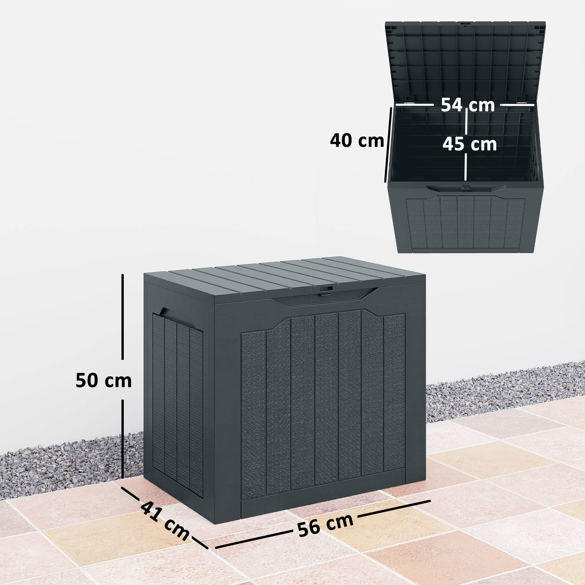 ComfortXL - Coffre de jardin PP 97 L gris foncé 56 x 41 x 50 cm rangement étanche portable - ComfortXL Outdoor Living - Image 4