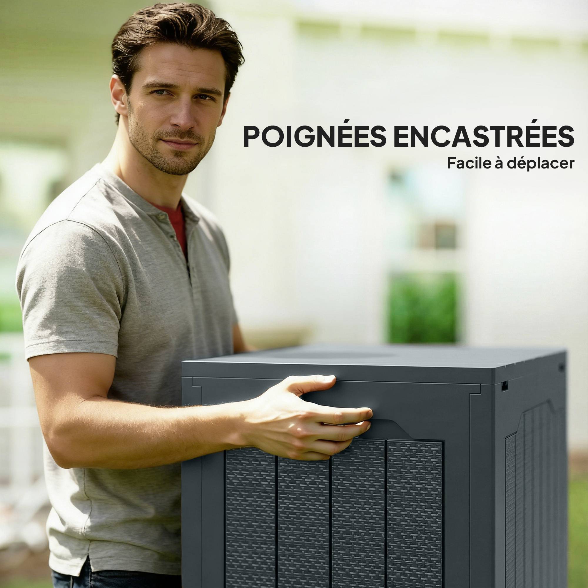 ComfortXL - Coffre de jardin PP 97 L gris foncé 56 x 41 x 50 cm rangement étanche portable - ComfortXL Outdoor Living - Image 6
