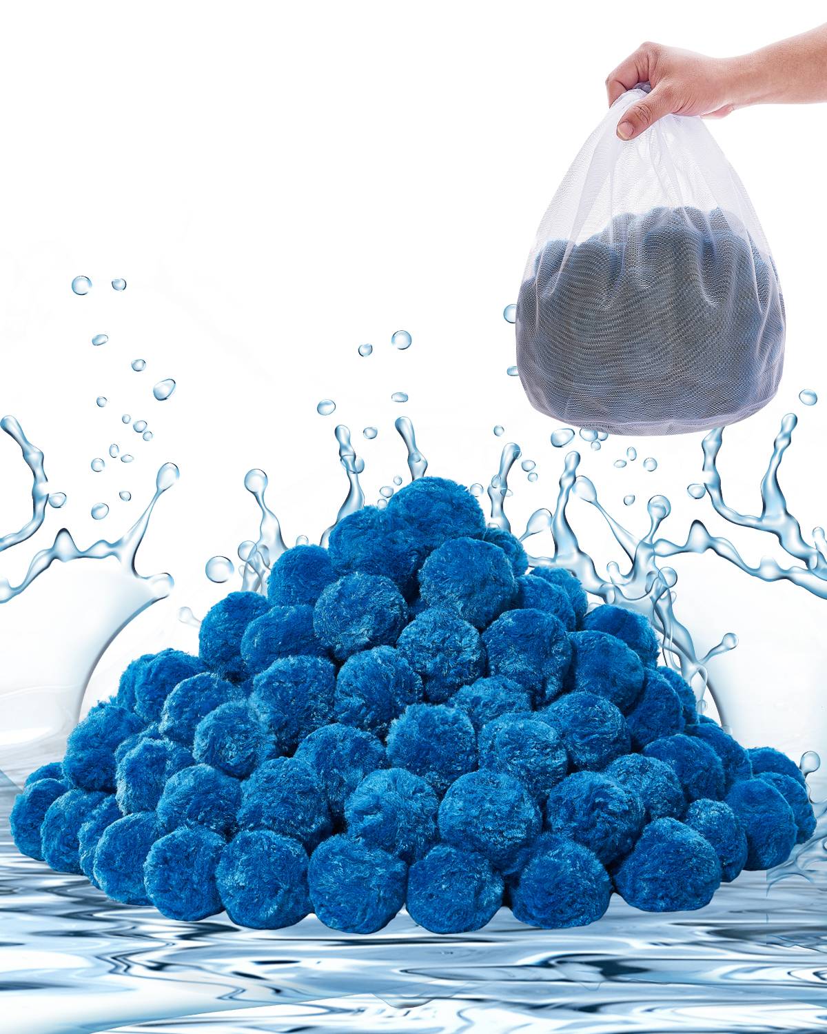 Vevor - VEVOR Boules filtrantes pour filtre à sable 0,71 kg, fibres polyester réutilisables, sac de lavage inclus, compatible filtres sable/cartouche/DE, bleu - Image 1