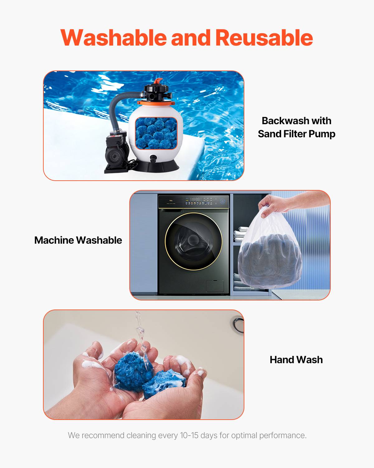 Vevor - VEVOR Boules filtrantes pour filtre à sable 0,71 kg, fibres polyester réutilisables, sac de lavage inclus, compatible filtres sable/cartouche/DE, bleu - Image 4