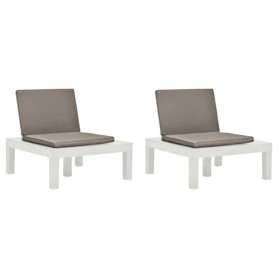 Chaises de salon de jardin plastique blanc avec coussins 78 x 78 x 70 cm - PANGIVO - Image 1