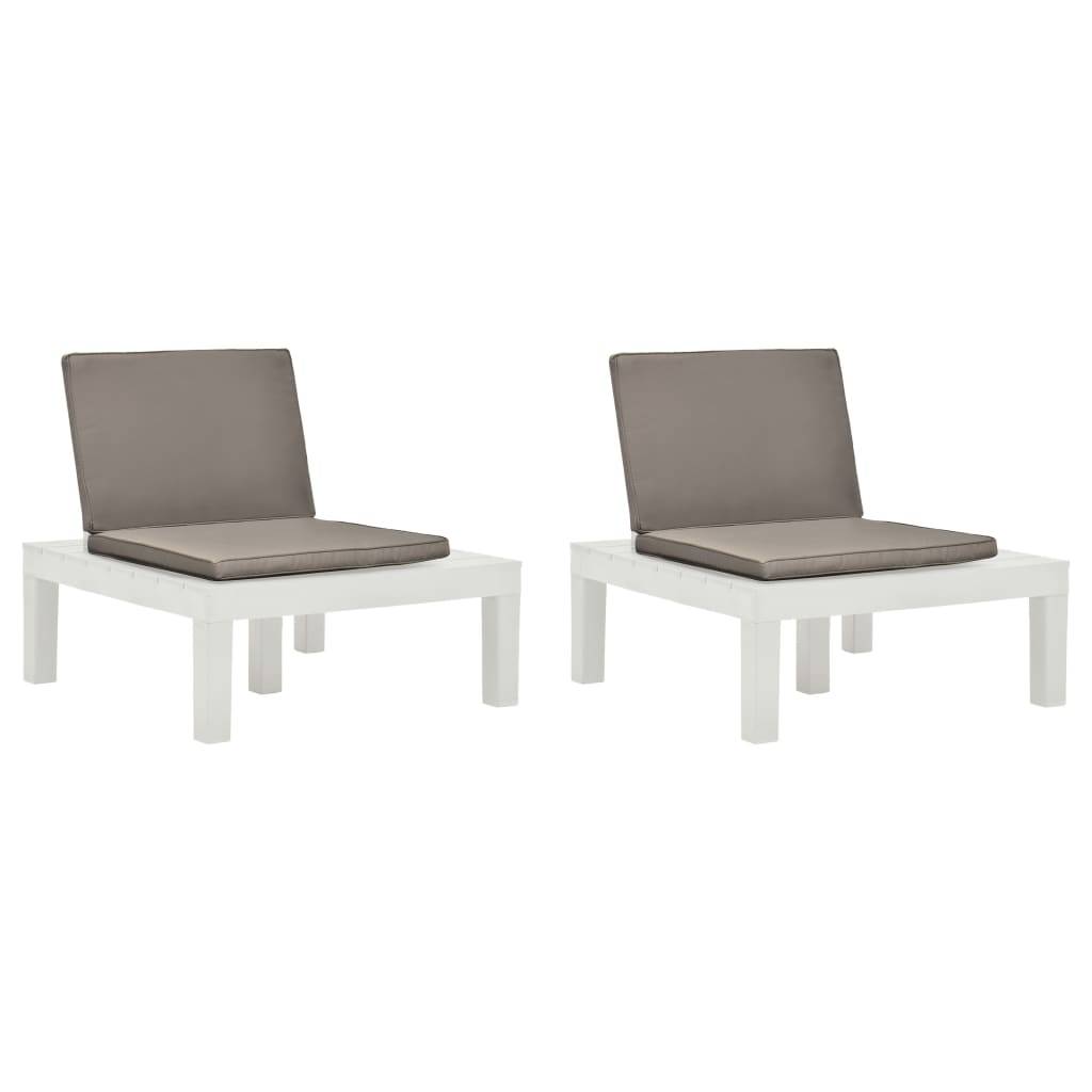 Chaises de salon de jardin plastique blanc avec coussins 78 x 78 x 70 cm - PANGIVO