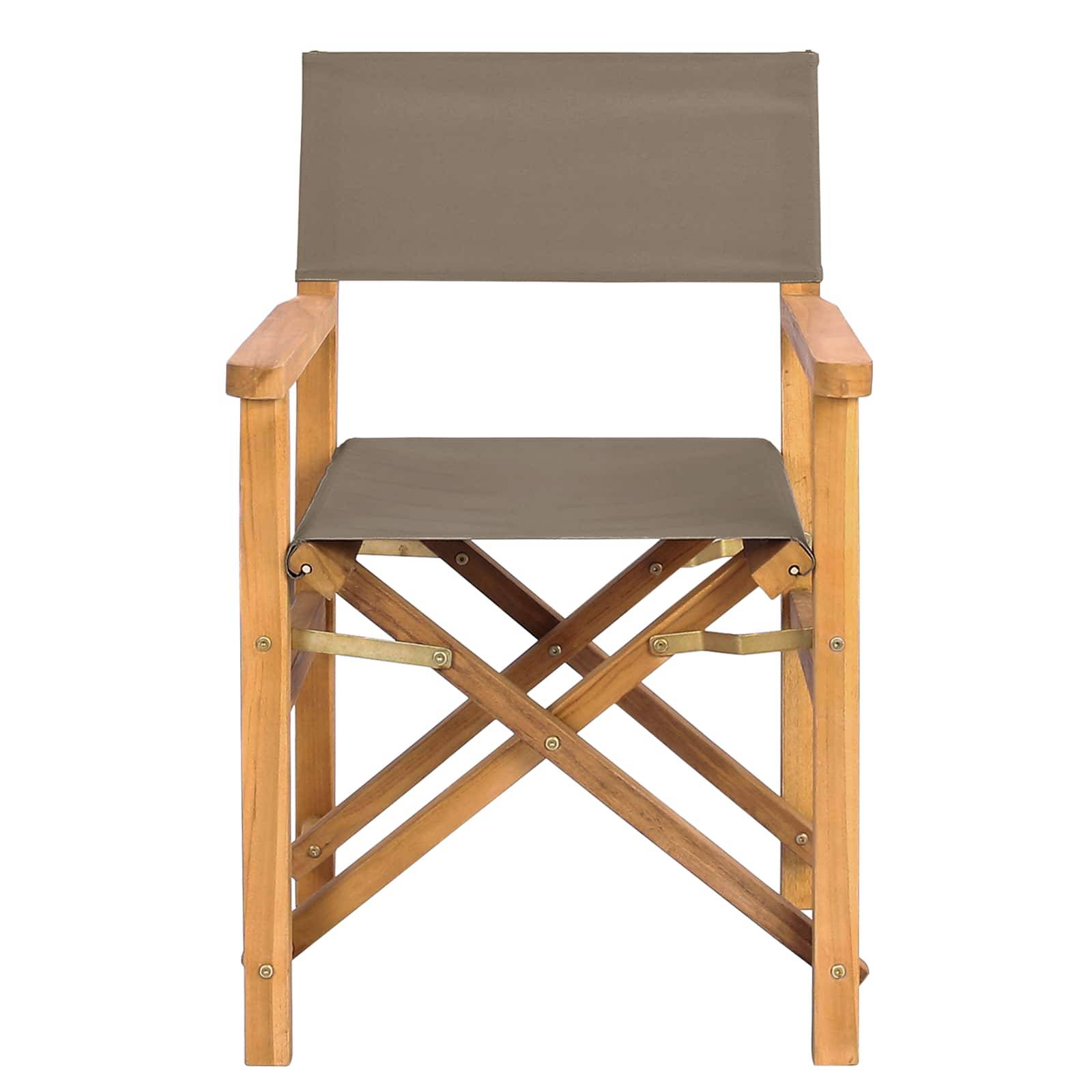 Chaise de directeur teck et polyester marron 56 x 54 x 87 cm - PANGIVO - Image 4