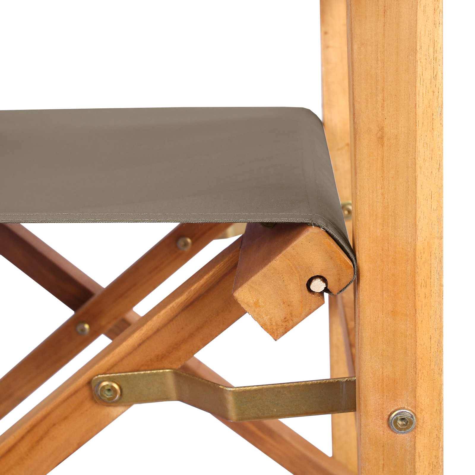 Chaise de directeur teck et polyester marron 56 x 54 x 87 cm - PANGIVO - Image 7