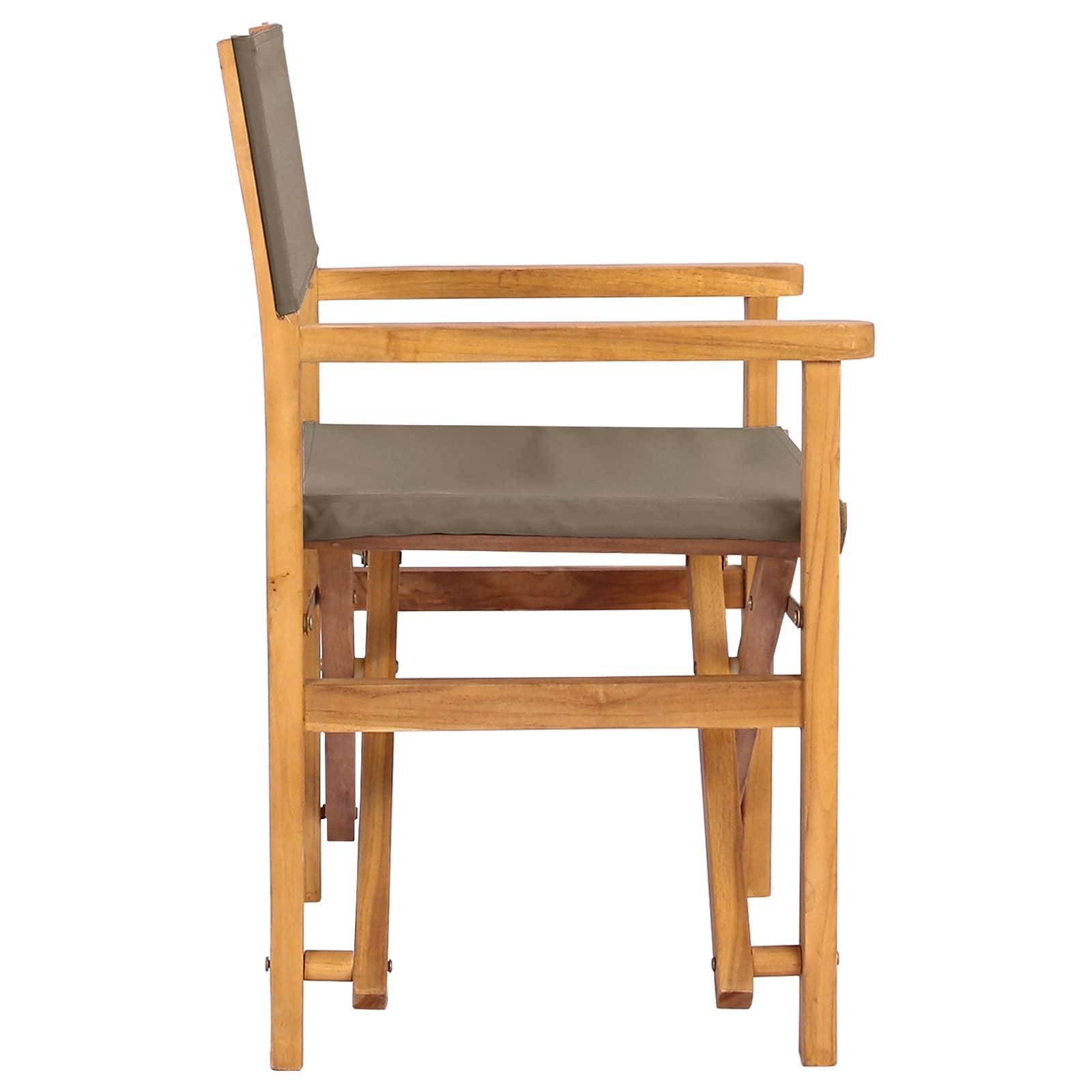 Chaise de directeur teck et polyester marron 56 x 54 x 87 cm - PANGIVO - Image 5