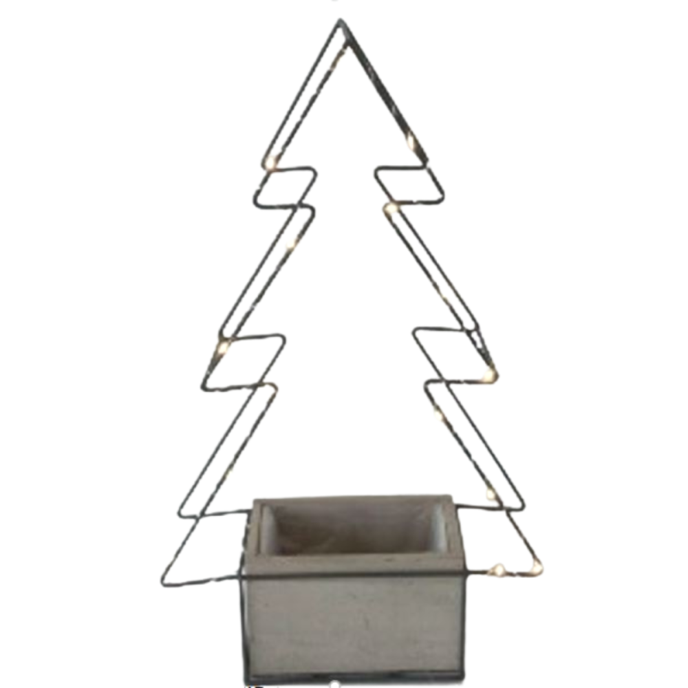 Jardinière sapin de Noël décoration bois métal marron 30.5x18x50cm Chemin de campagne - Imagen 1