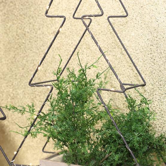 Jardinière sapin de Noël décoration bois métal marron 30.5x18x50cm Chemin de campagne - Imagen 5