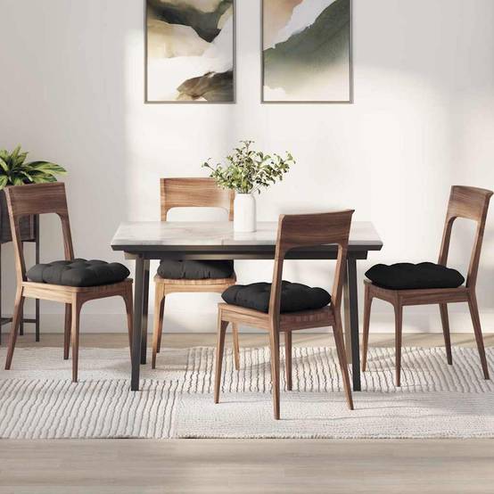 Lot de 4 Coussins d'Assise Microfibre Résistante Housse Amovible pour Bureau Noir 40x40 cm – ComfortXL Outdoor Living - Image 1