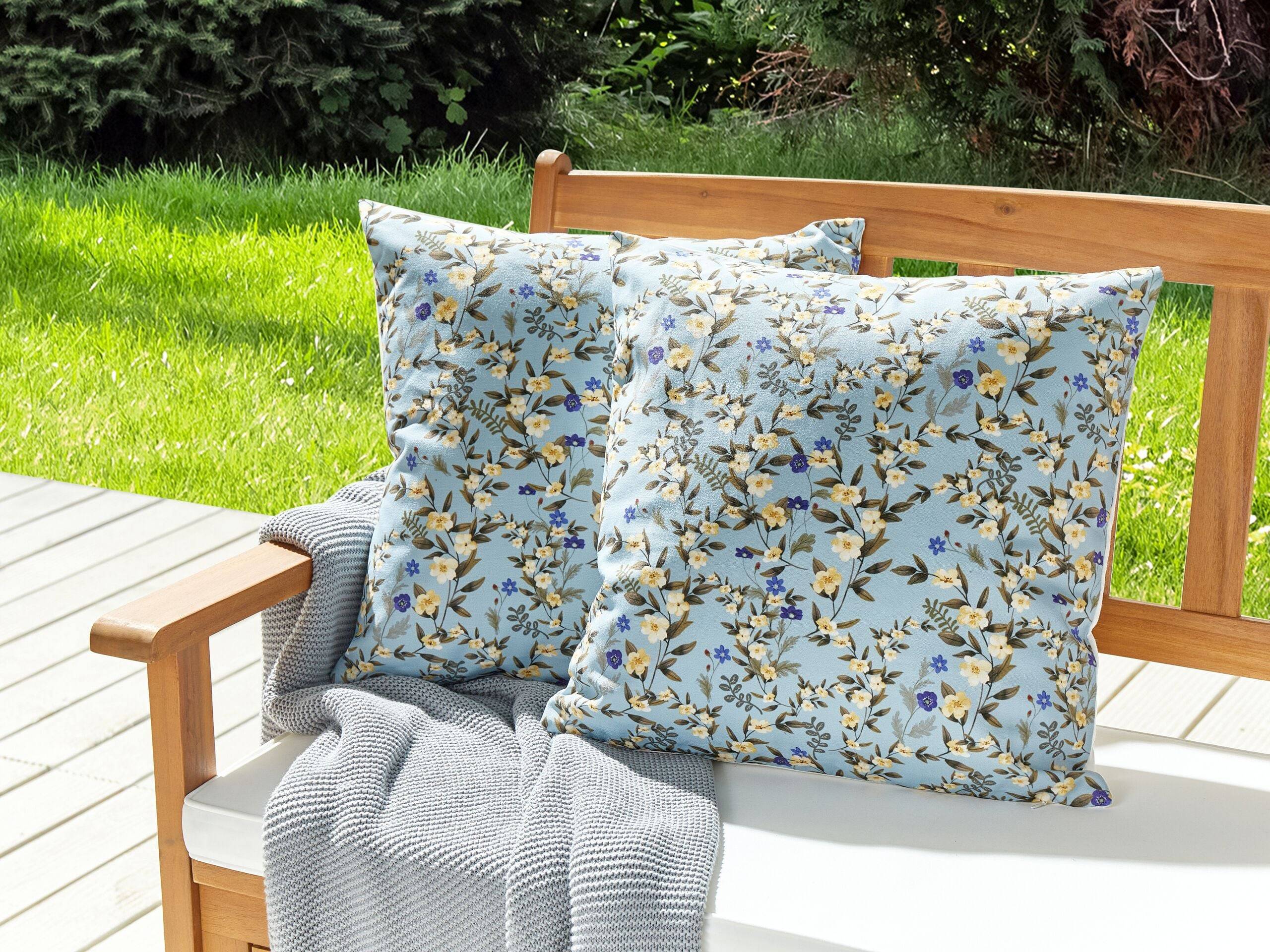 Beliani - Coussin d'extérieur Polyester Bleu VALLORIA - Beliani - Imagen 1