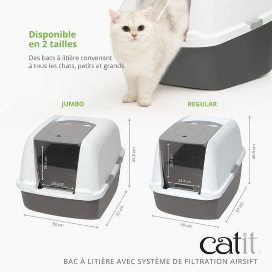 Litière pour chat Catit JUMBO avec couvercle, filtre à charbon actif et porte pivotante - CAT IT - Image 5