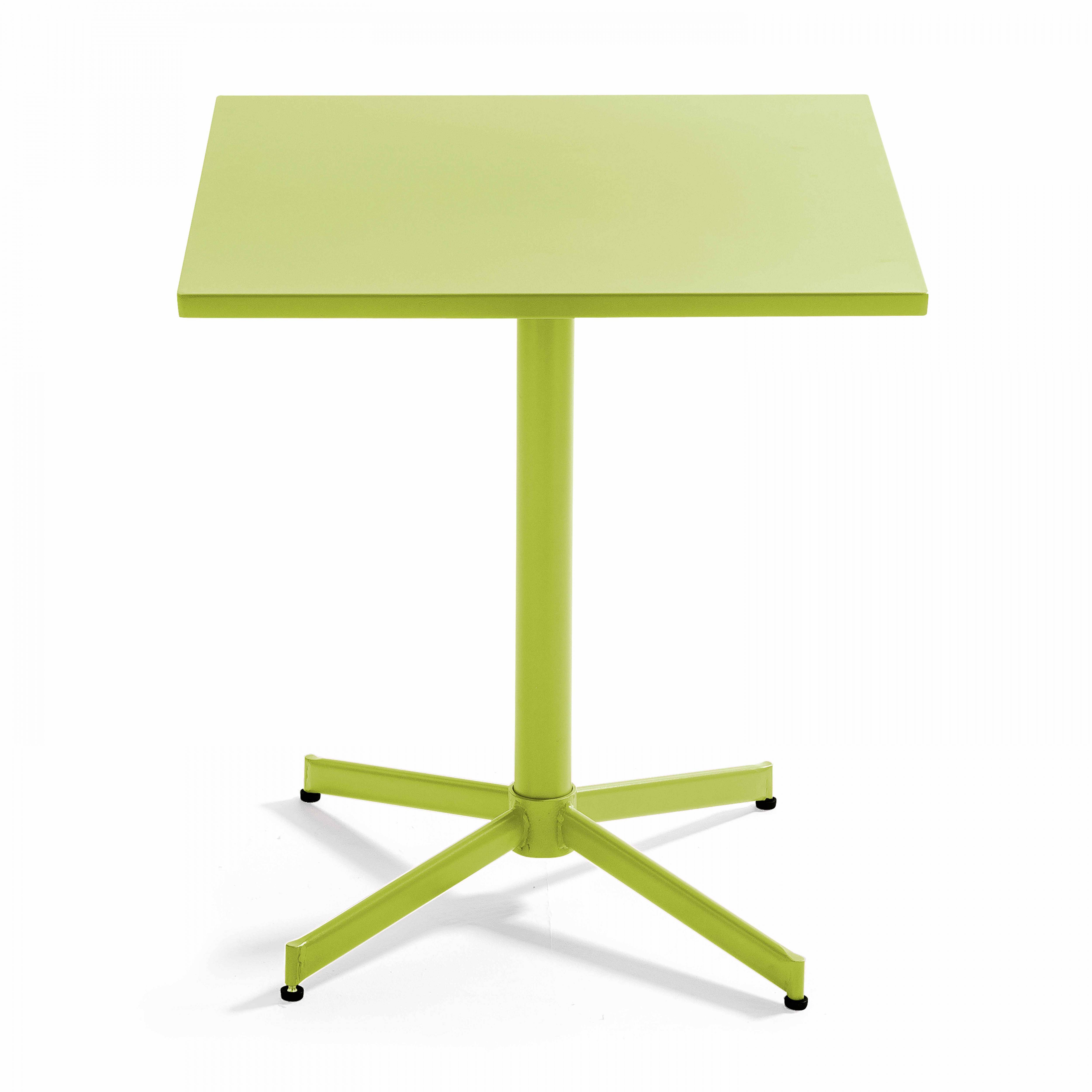Oviala - Ensemble table de jardin carrée et 2 chaises métal vert Palavas - Oviala - Imagen 6