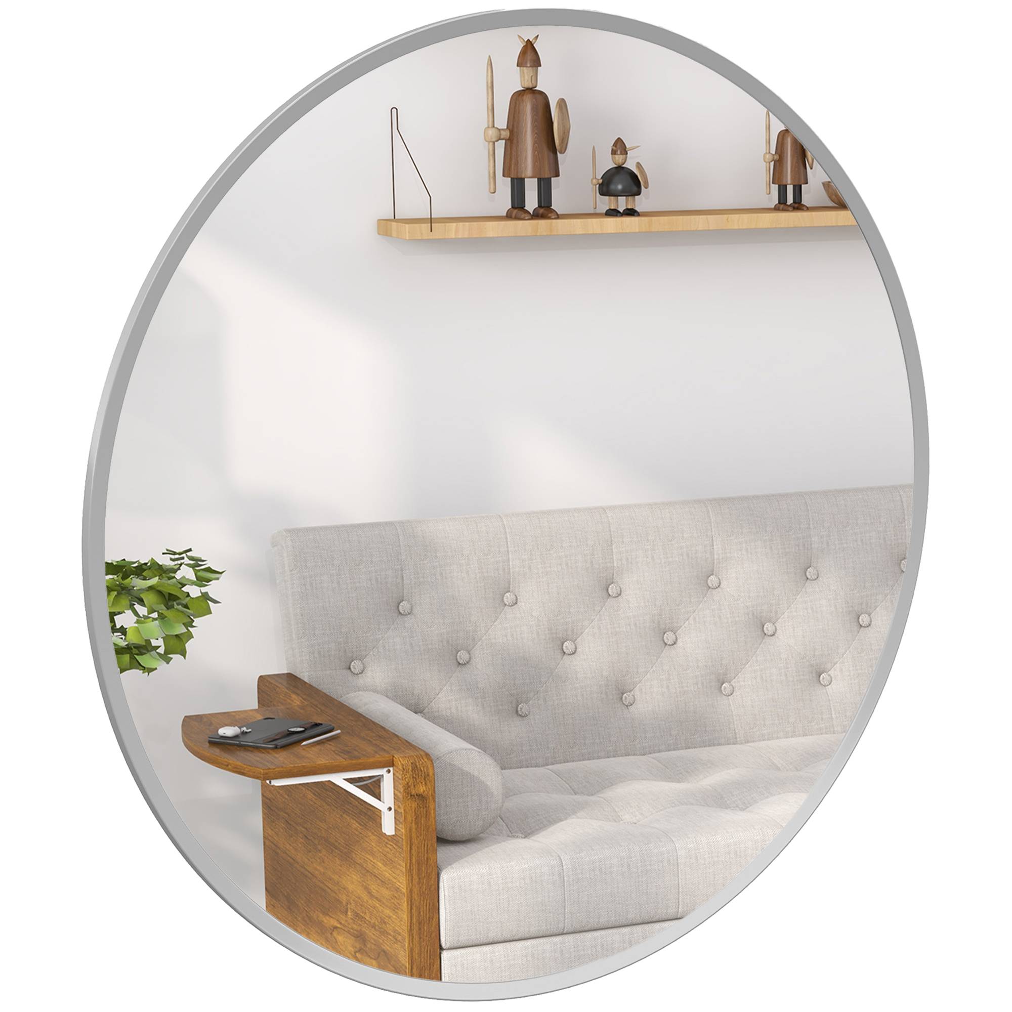 Sans Marque - Miroir mural design moderne 61x61 cm argent - Image 2
