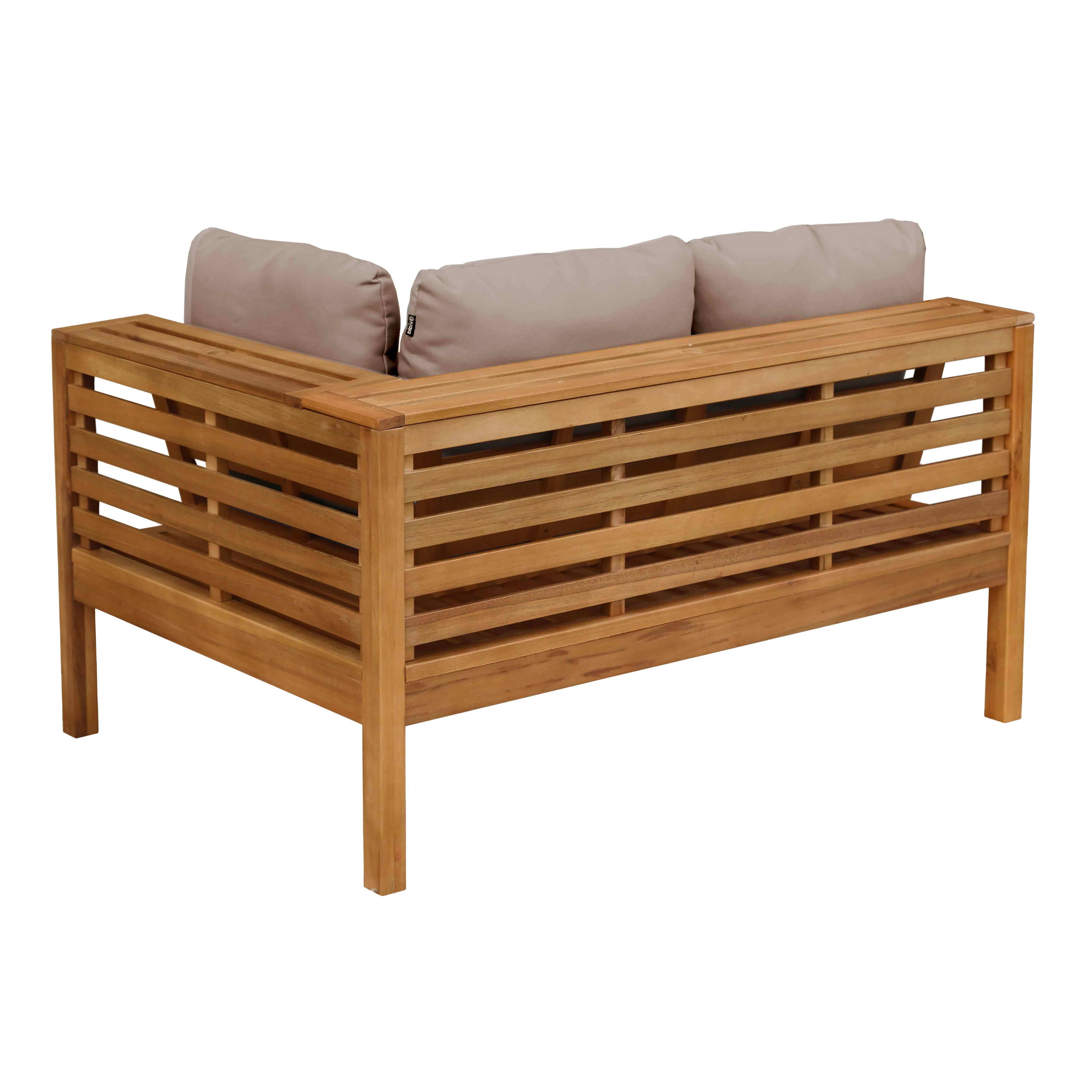 Oviala - Canapé droit de jardin bas en bois d'eucalyptus taupe Maupiti - Oviala - Imagen 6