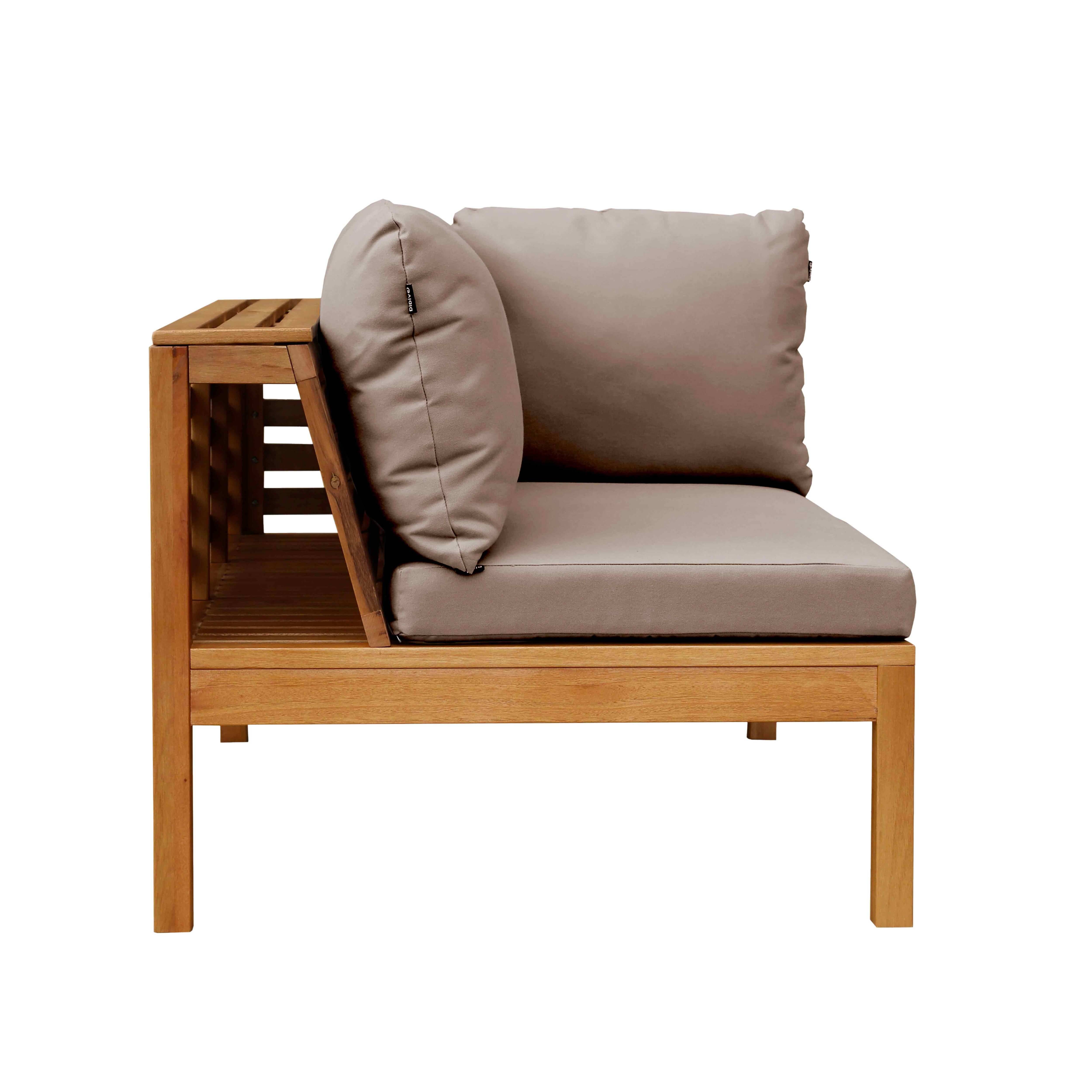 Oviala - Canapé droit de jardin bas en bois d'eucalyptus taupe Maupiti - Oviala - Imagen 5