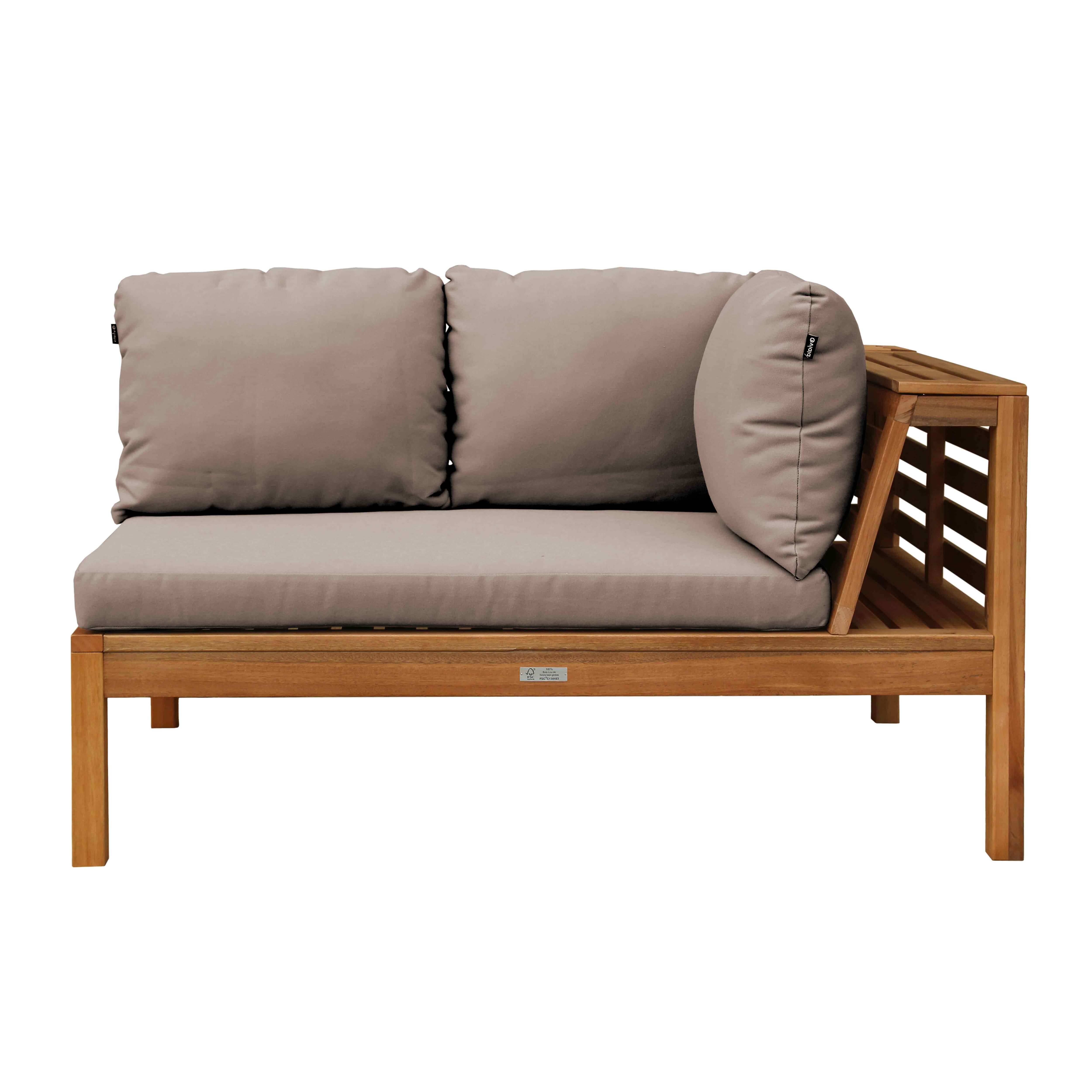 Oviala - Canapé droit de jardin bas en bois d'eucalyptus taupe Maupiti - Oviala - Imagen 4