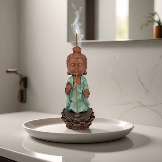 Zen Light - Statue Bouddha Porte-Encens Dipamkara - Bouddha Mytique-Fabrication Artisanale -Déco FengShui-Idée Cadeau-H25cm–Zen'Light - Image 4