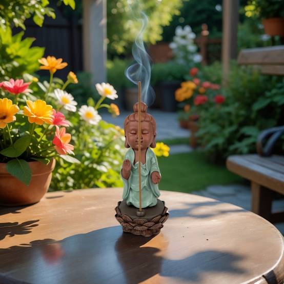 Zen Light - Statue Bouddha Porte-Encens Dipamkara - Bouddha Mytique-Fabrication Artisanale -Déco FengShui-Idée Cadeau-H25cm–Zen'Light - Image 2