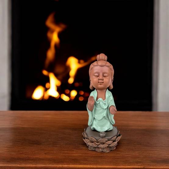 Zen Light - Statue Bouddha Porte-Encens Dipamkara - Bouddha Mytique-Fabrication Artisanale -Déco FengShui-Idée Cadeau-H25cm–Zen'Light - Image 7