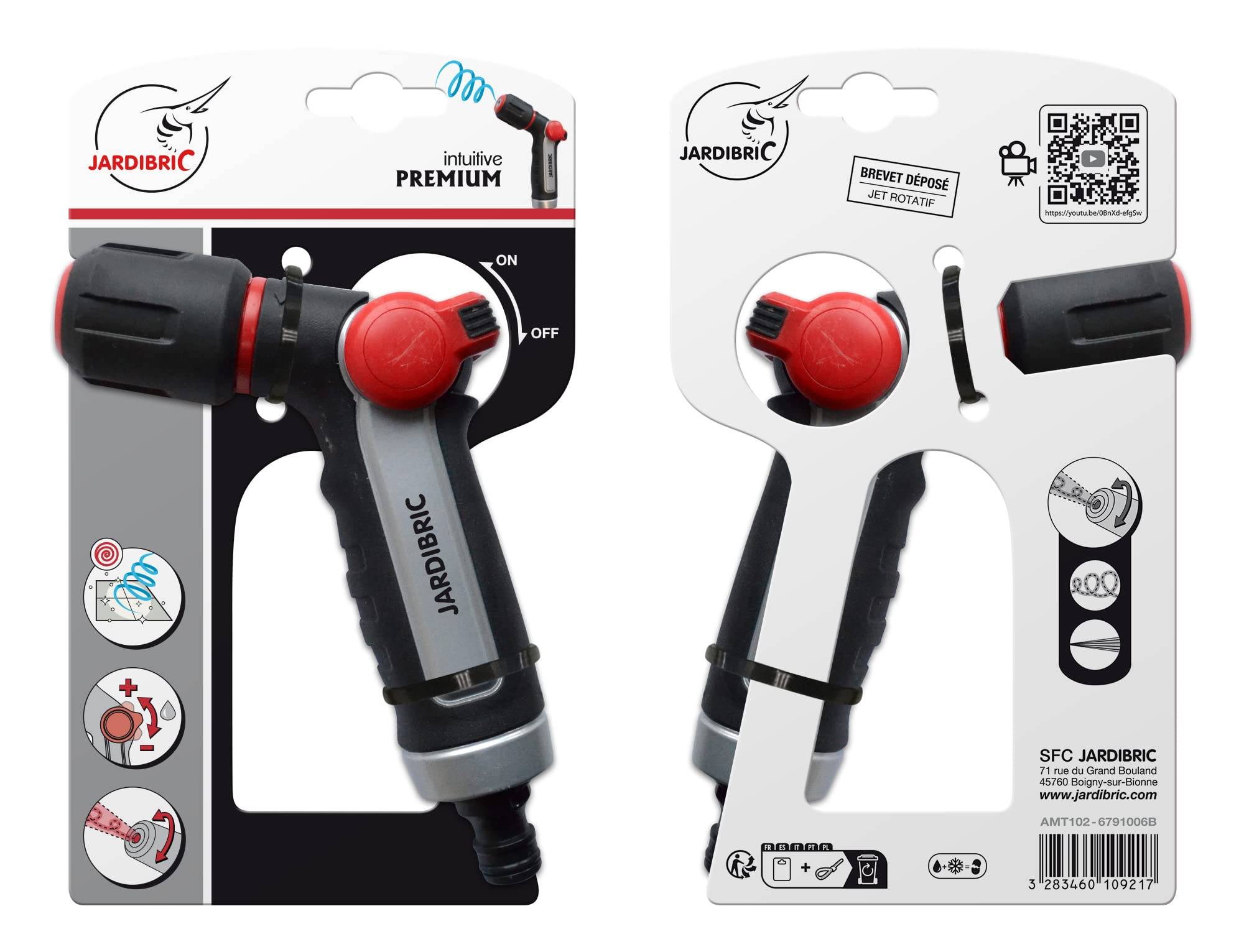 Jardibric - Jardibric - Pistolet Arrosage Métal Gainé Jet Réglable - Lance Arrosage Jardin avec Poignée Ergonomique pour Nettoyage Extérieur - Image 4