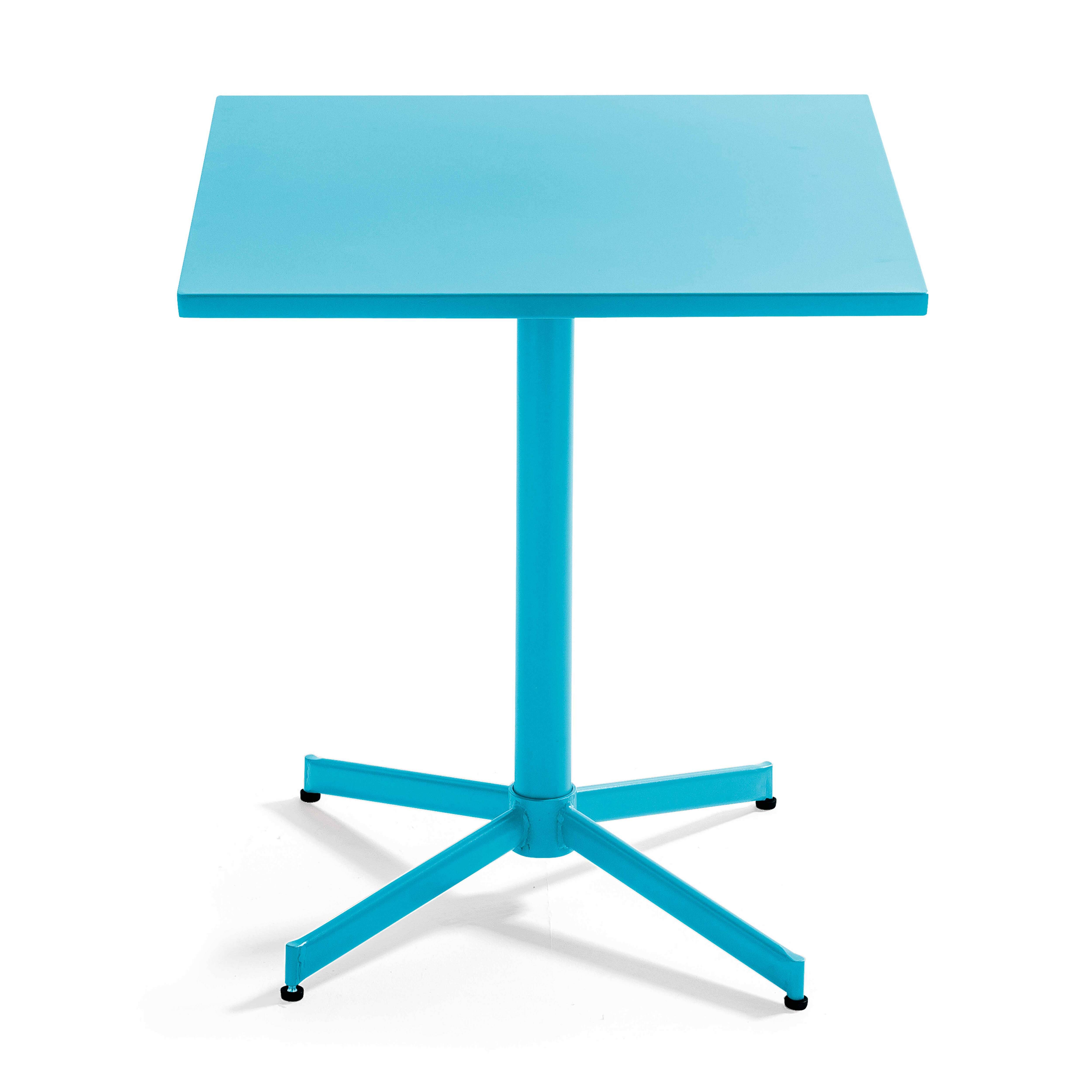 Oviala - Table de jardin carrée bistro inclinable en acier bleu Palavas - Oviala - Imagen 4