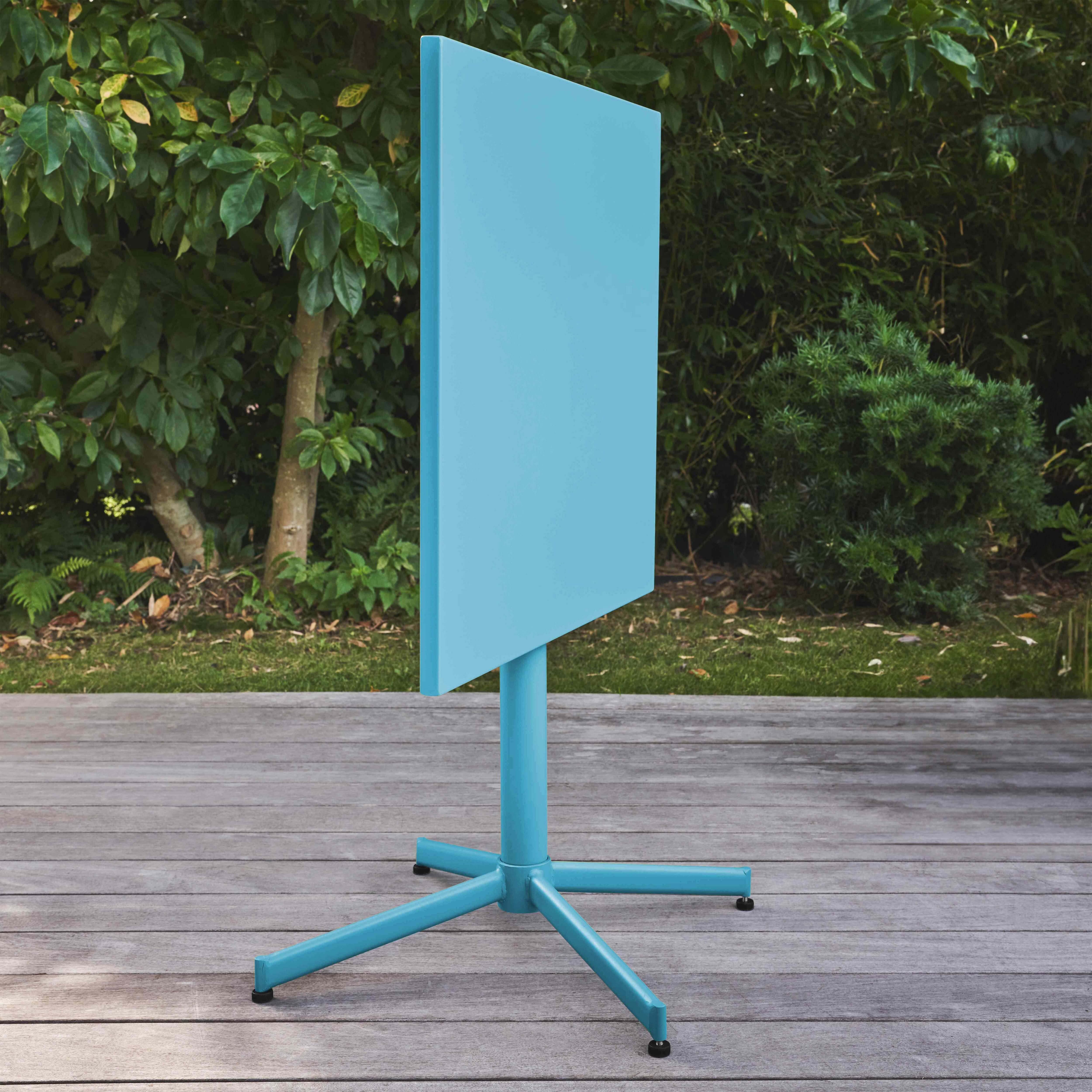 Oviala - Table de jardin carrée bistro inclinable en acier bleu Palavas - Oviala - Imagen 3
