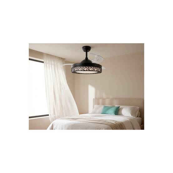 Ventilateur de plafond avec lumière LED 76W Ø107cm 3 Pales rétractables 6 vitesses Télécommande Minuterie Eté/Hiver Jocca - Image 3
