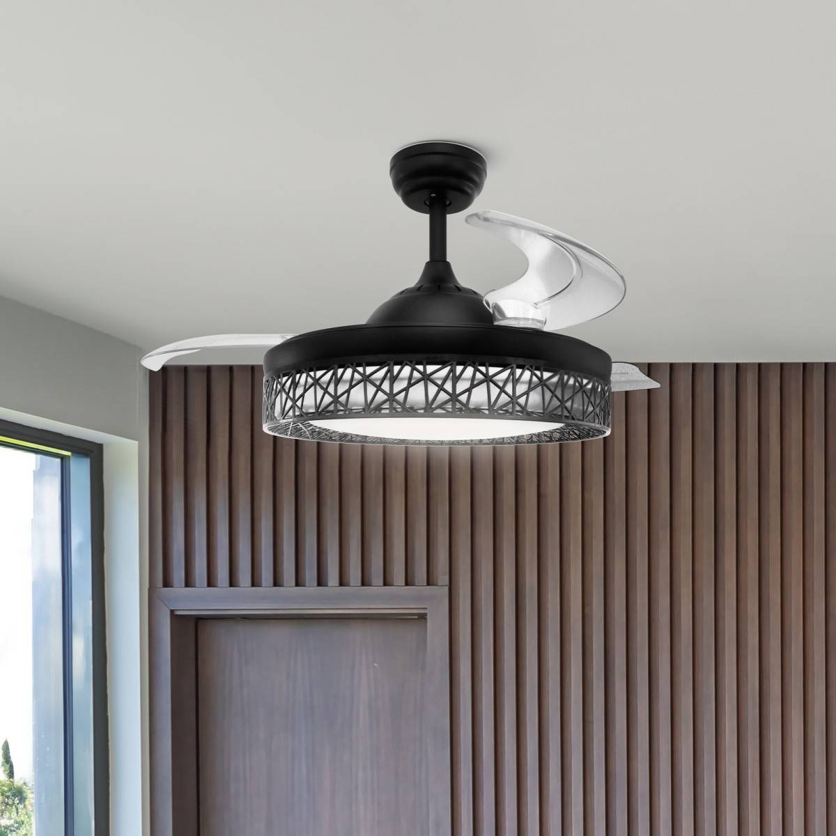 Ventilateur de plafond avec lumière LED 76W Ø107cm 3 Pales rétractables 6 vitesses Télécommande Minuterie Eté/Hiver Jocca - Image 6