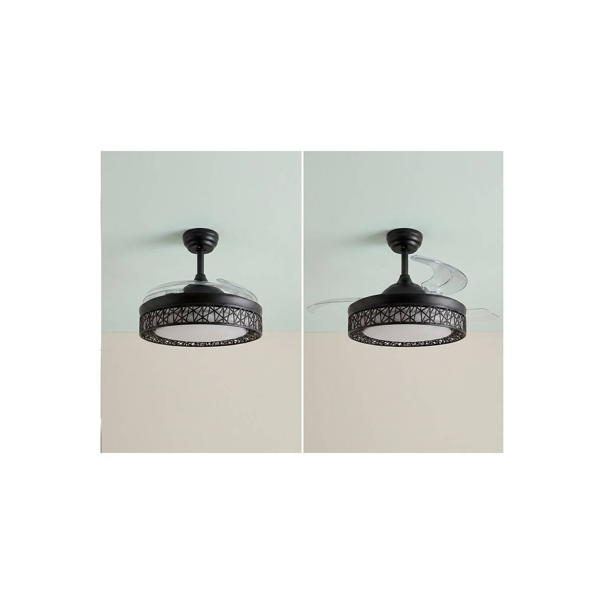 Ventilateur de plafond avec lumière LED 76W Ø107cm 3 Pales rétractables 6 vitesses Télécommande Minuterie Eté/Hiver Jocca - Image 5