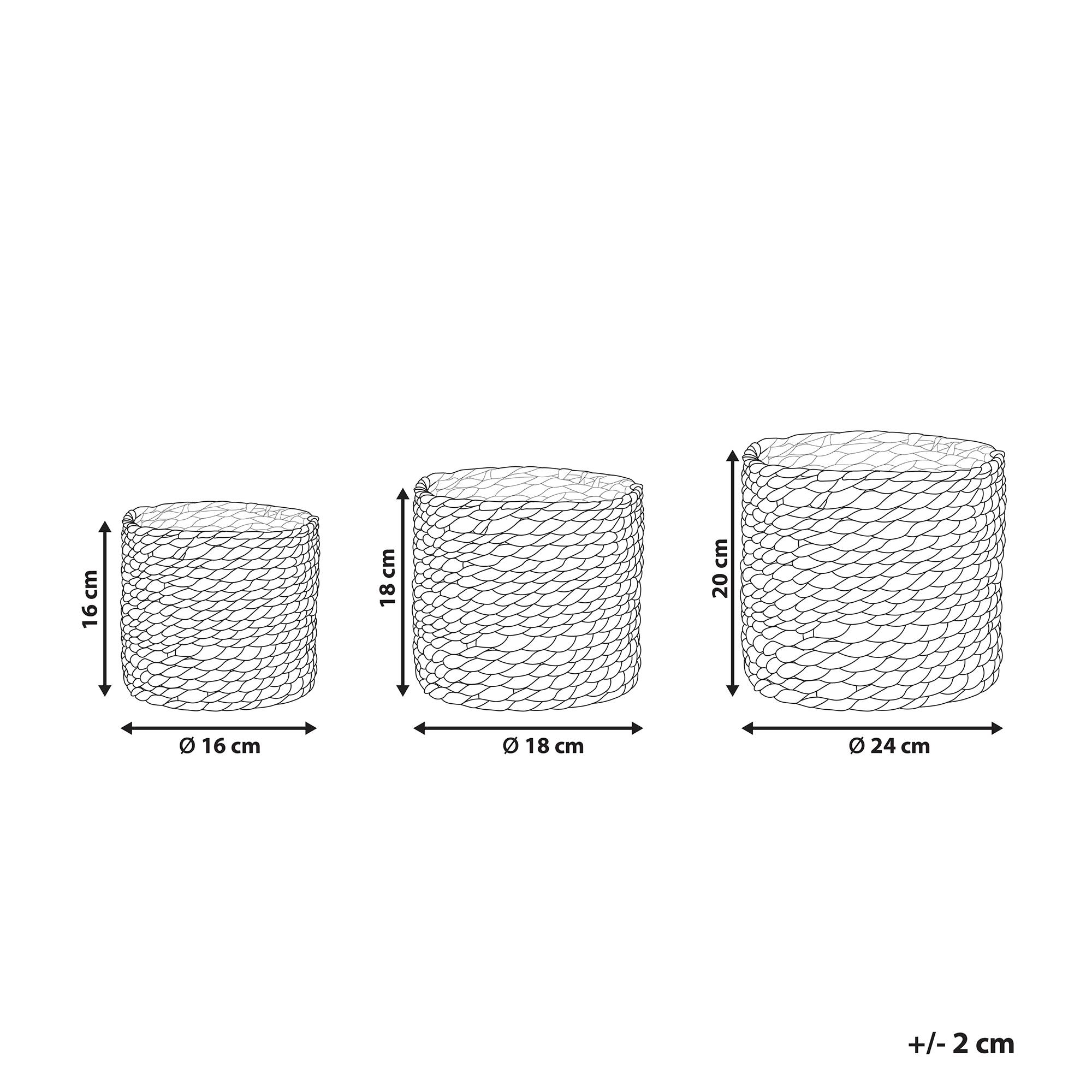 Beliani - Lot de 3 Pots de Fleurs en Fibres de Jacinthe d'Eau Ton Clair 3/4/9 L sans Trou de Drainage Utilisation Multiple pour l'Intérieur - Imagen 3