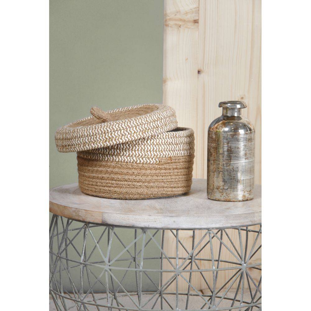 Aubry Gaspard - Boite en jute naturelle et blanche (Lot de 2) - Imagen 2