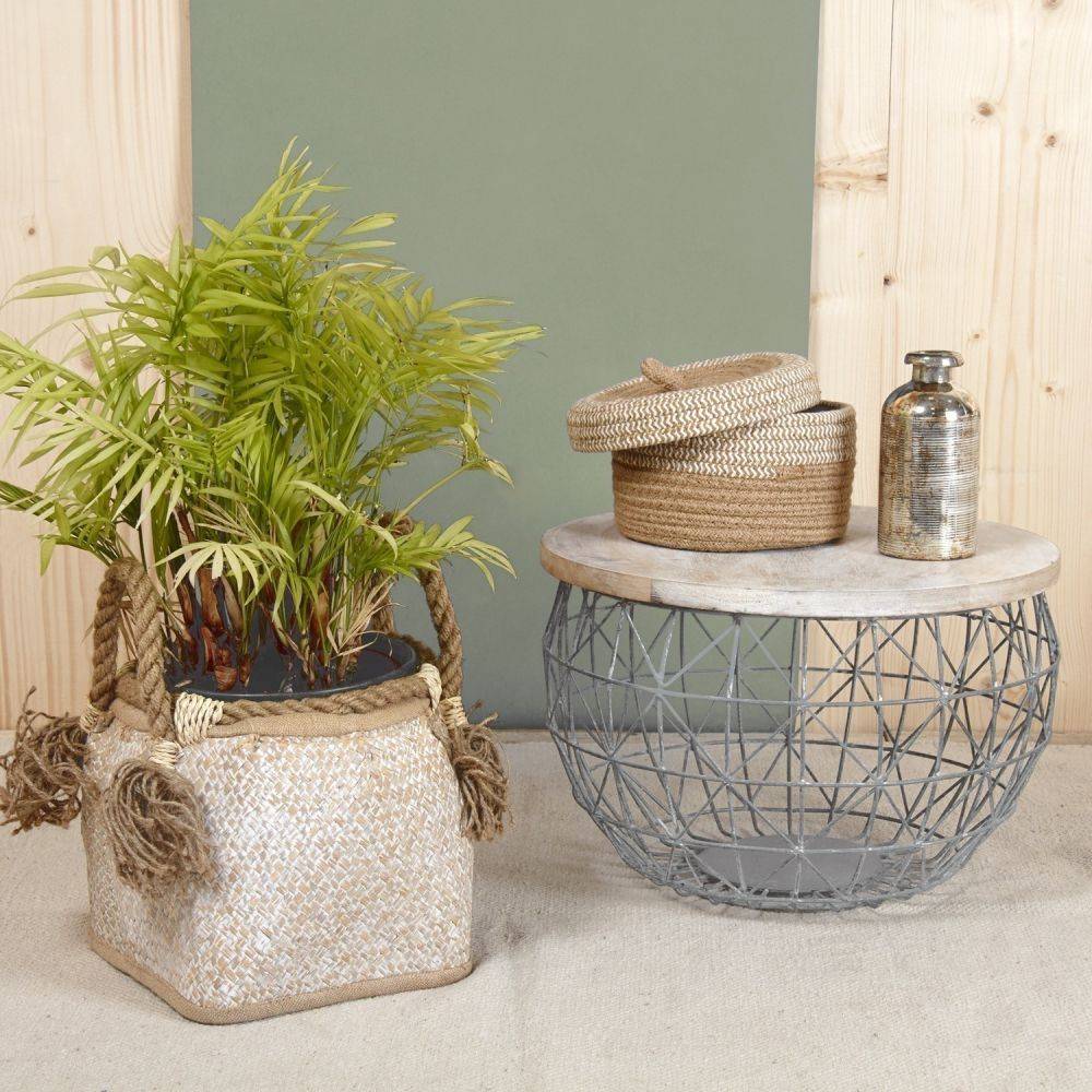 Aubry Gaspard - Boite en jute naturelle et blanche (Lot de 2) - Imagen 3