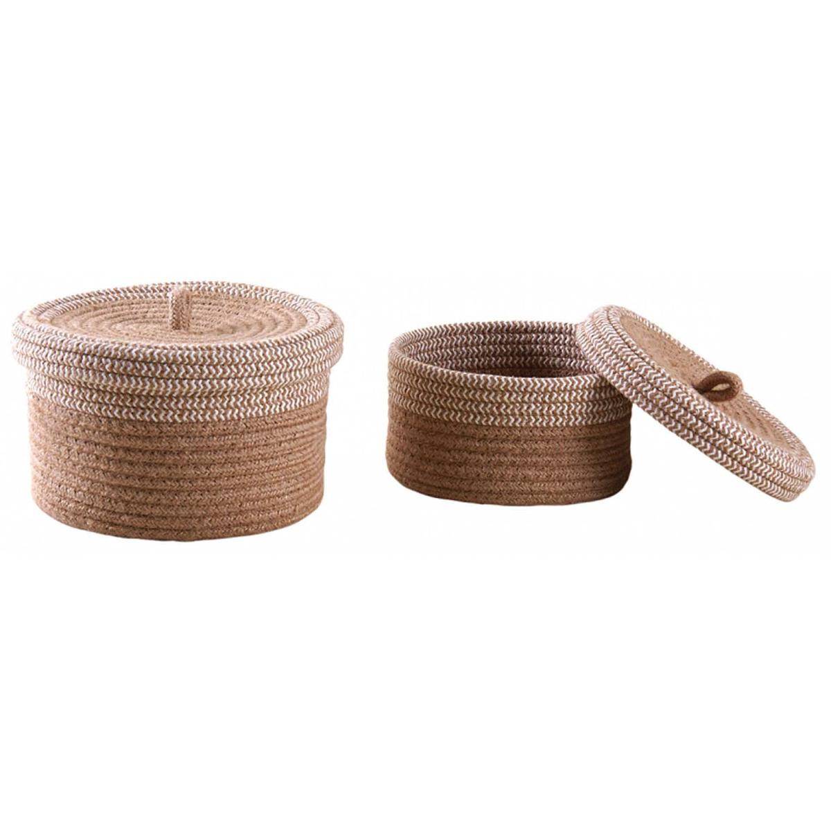 Aubry Gaspard - Boite en jute naturelle et blanche (Lot de 2) - Imagen 1