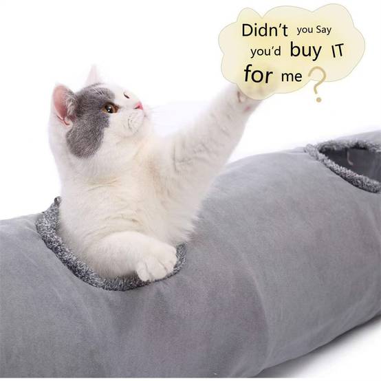 Tunnel droit à quatre trous pour chat, 130x30 cm, avec balle, pour chats et lapins, pliable Lytech - Image 6