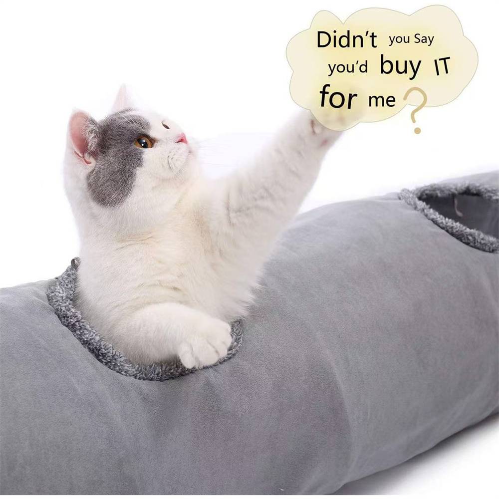 Tunnel droit à quatre trous pour chat, 130x30 cm, avec balle, pour chats et lapins, pliable Lytech - Image 6