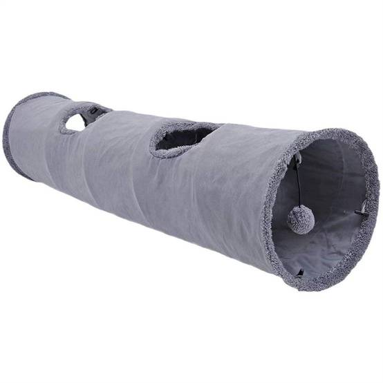 Tunnel droit à quatre trous pour chat, 130x30 cm, avec balle, pour chats et lapins, pliable Lytech - Image 1