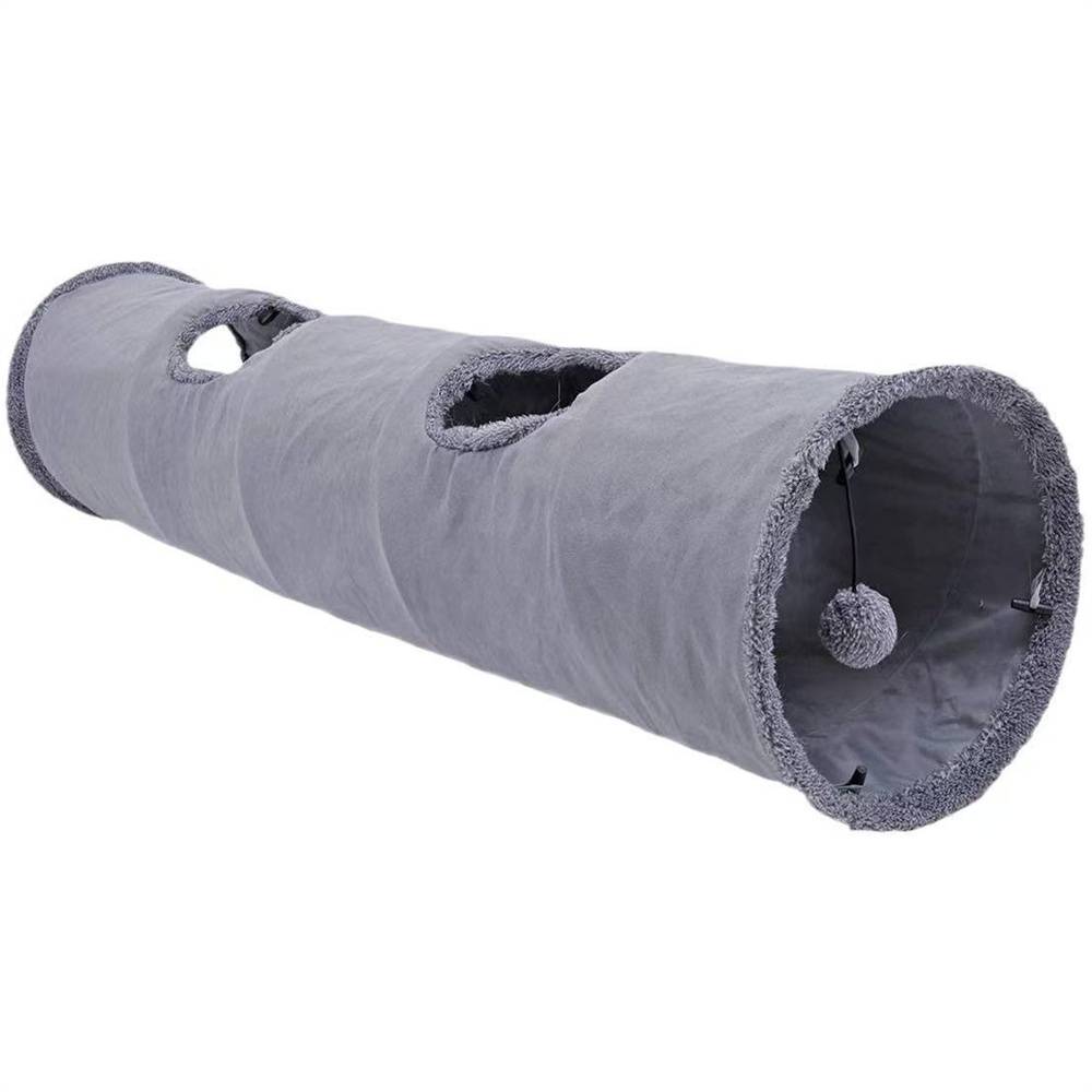 Tunnel droit à quatre trous pour chat, 130x30 cm, avec balle, pour chats et lapins, pliable Lytech - Image 1