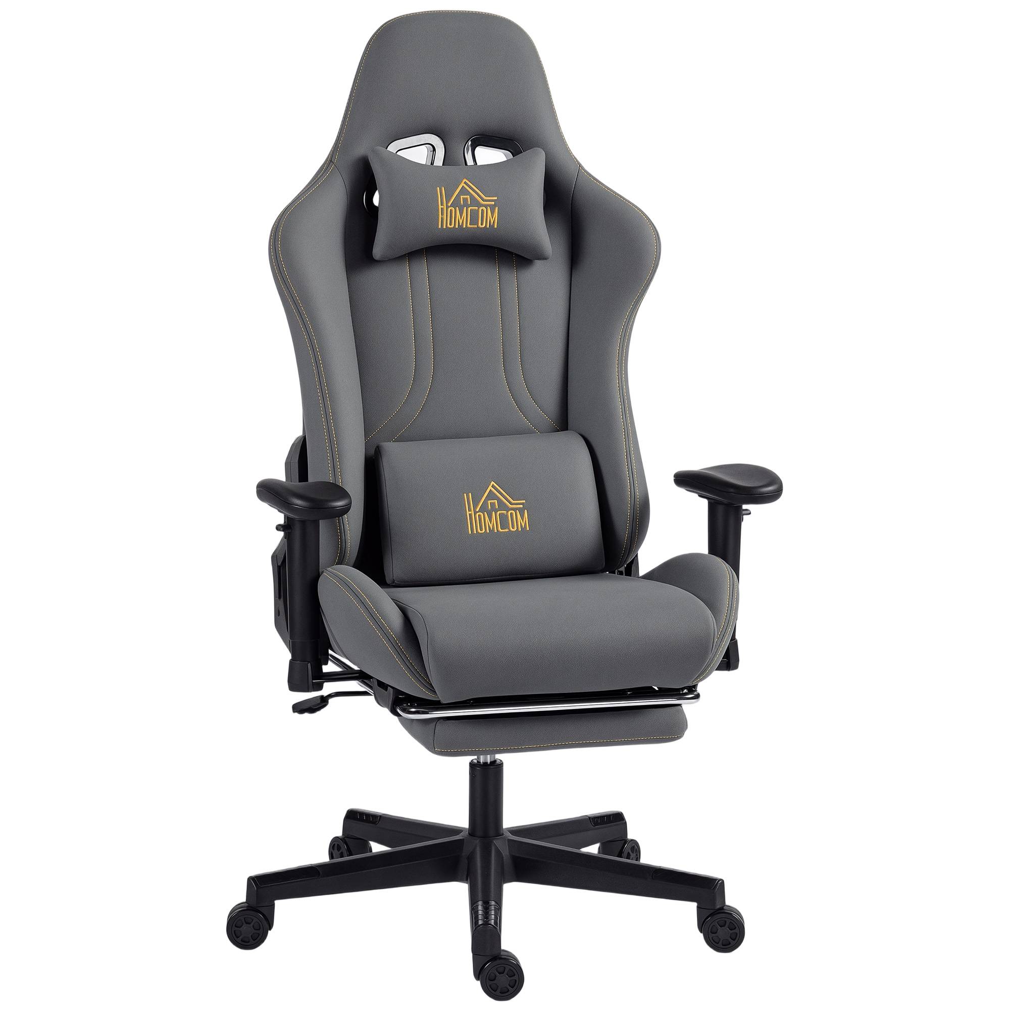 Sans Marque - Chaise gaming ergonomique, fauteuil gamer avec accoudoirs 3D, dossier inclinable, hauteur réglable, 72x76x132cm, gris - Image 2