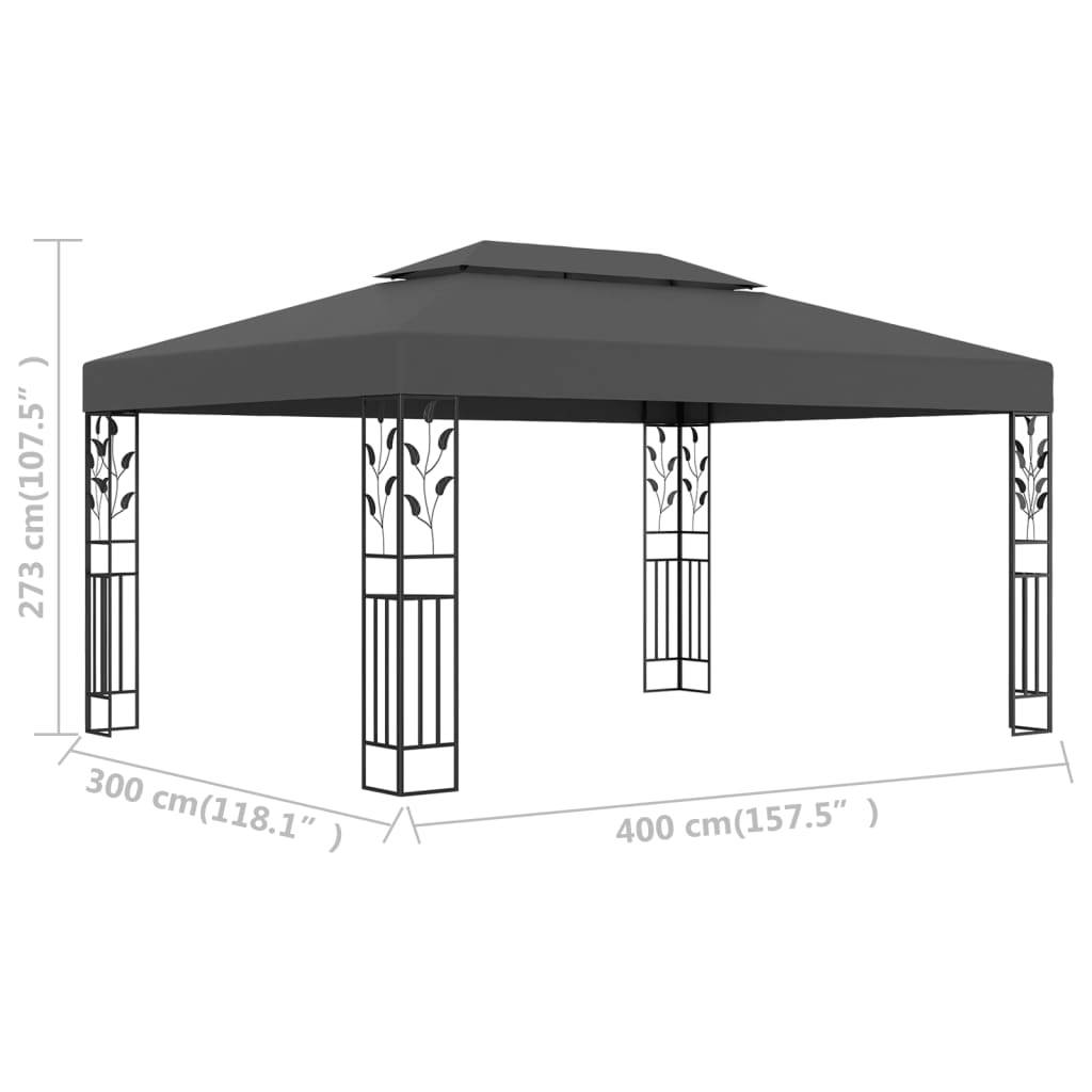Vidaxl - Tonnelle avec double toit 3x4 m Anthracite 12 m² vidaXL 48031 - Image 3