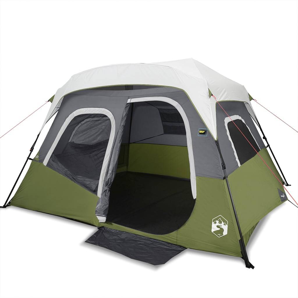 Tente Familiale Instantanée 6 Personnes avec Éclairage LED Imperméable pour Vacances Camping Vert – ComfortXL Outdoor Living - Image 2