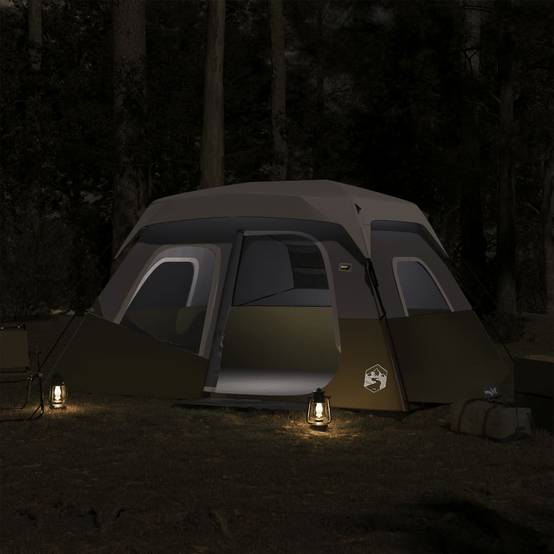 Tente Familiale Instantanée 6 Personnes avec Éclairage LED Imperméable pour Vacances Camping Vert – ComfortXL Outdoor Living - Image 3