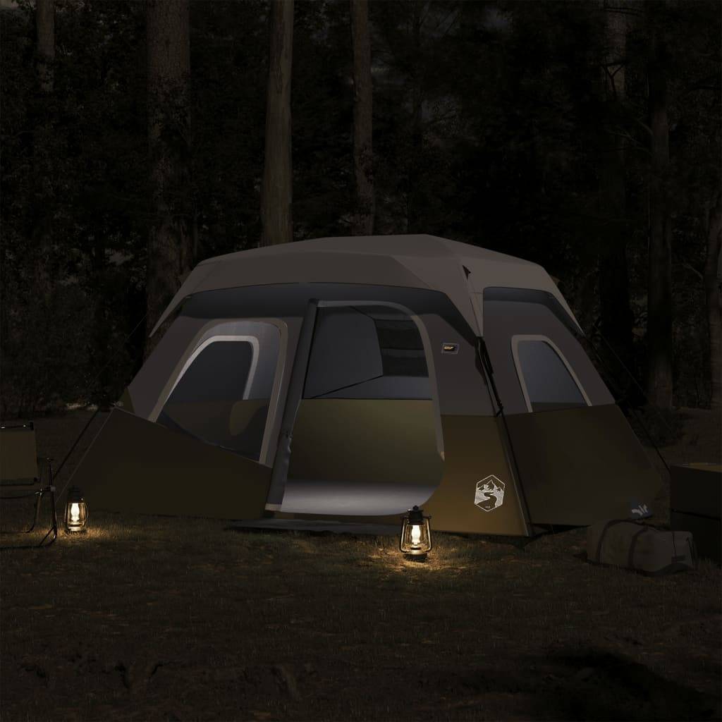 Tente Familiale Instantanée 6 Personnes avec Éclairage LED Imperméable pour Vacances Camping Vert – ComfortXL Outdoor Living - Image 3