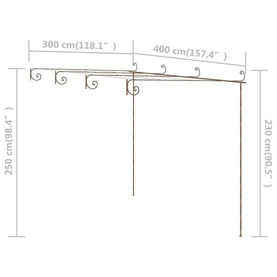 Pergola - Tonnelle de jardin Marron antique 4x3x2,5 m Fer - Image 7