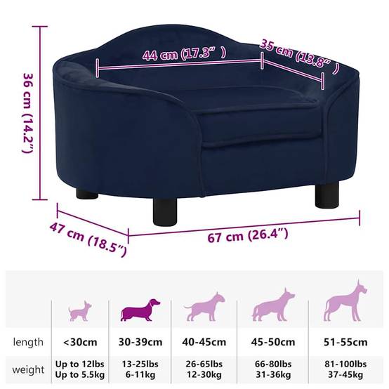 ComfortXL - Canapé Chien Peluche Douce Cadre Bois pour Repos et Sieste Bleu 67x47 cm – ComfortXL Pet Living - Image 8