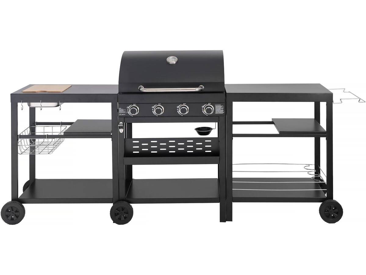 Barbecue à Gaz Cuisine D'extérieur - 12 Kw - 4 Brûleurs - Noir -habitat Et Jardin - Image 1