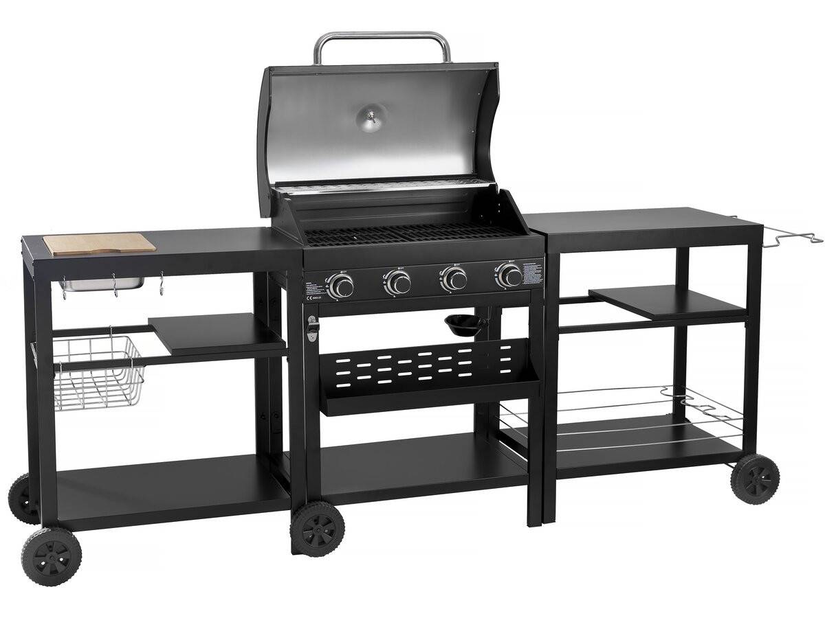 Barbecue à Gaz Cuisine D'extérieur - 12 Kw - 4 Brûleurs - Noir -habitat Et Jardin - Image 3
