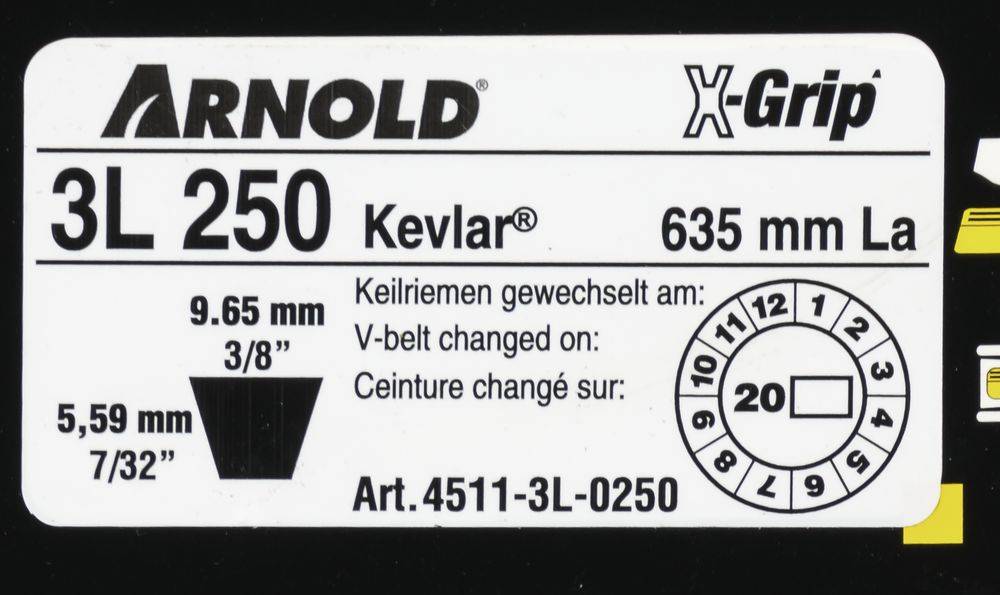 Arnold - Courroie trapézoïdale X-Grip de type 3L-0250 Arnold - Imagen 2