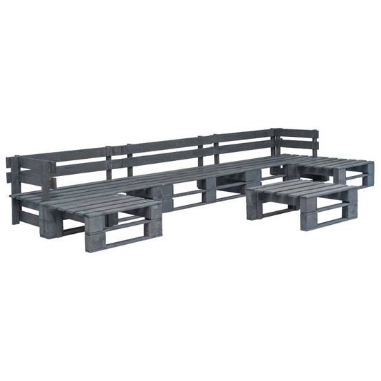 6 pcs Salon de jardin palette - Mobilier d'extérieur Bois Gris-JU7892 - Image 2
