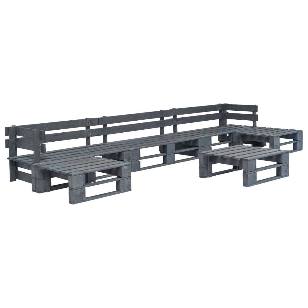 6 pcs Salon de jardin palette - Mobilier d'extérieur Bois Gris-JU7892 - Image 2